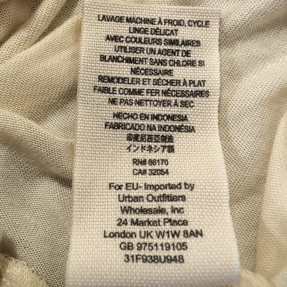 Free People Ann's Ruched Short Sleeve Scoop Neck Flowy Cream Top, Size L - Picture 6 of 11